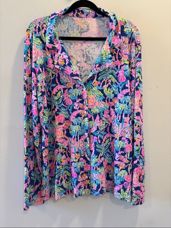 Lilly Pullitzer Oyster Bay Navy Seen and Herd Pijama Top XXL - Picture 3 of 9